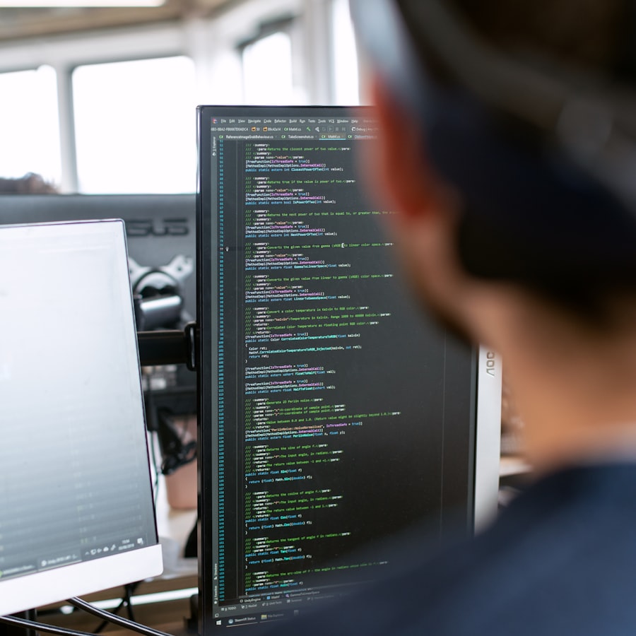 技术人员正在检查服务器机架，象征问题排查与技术支持